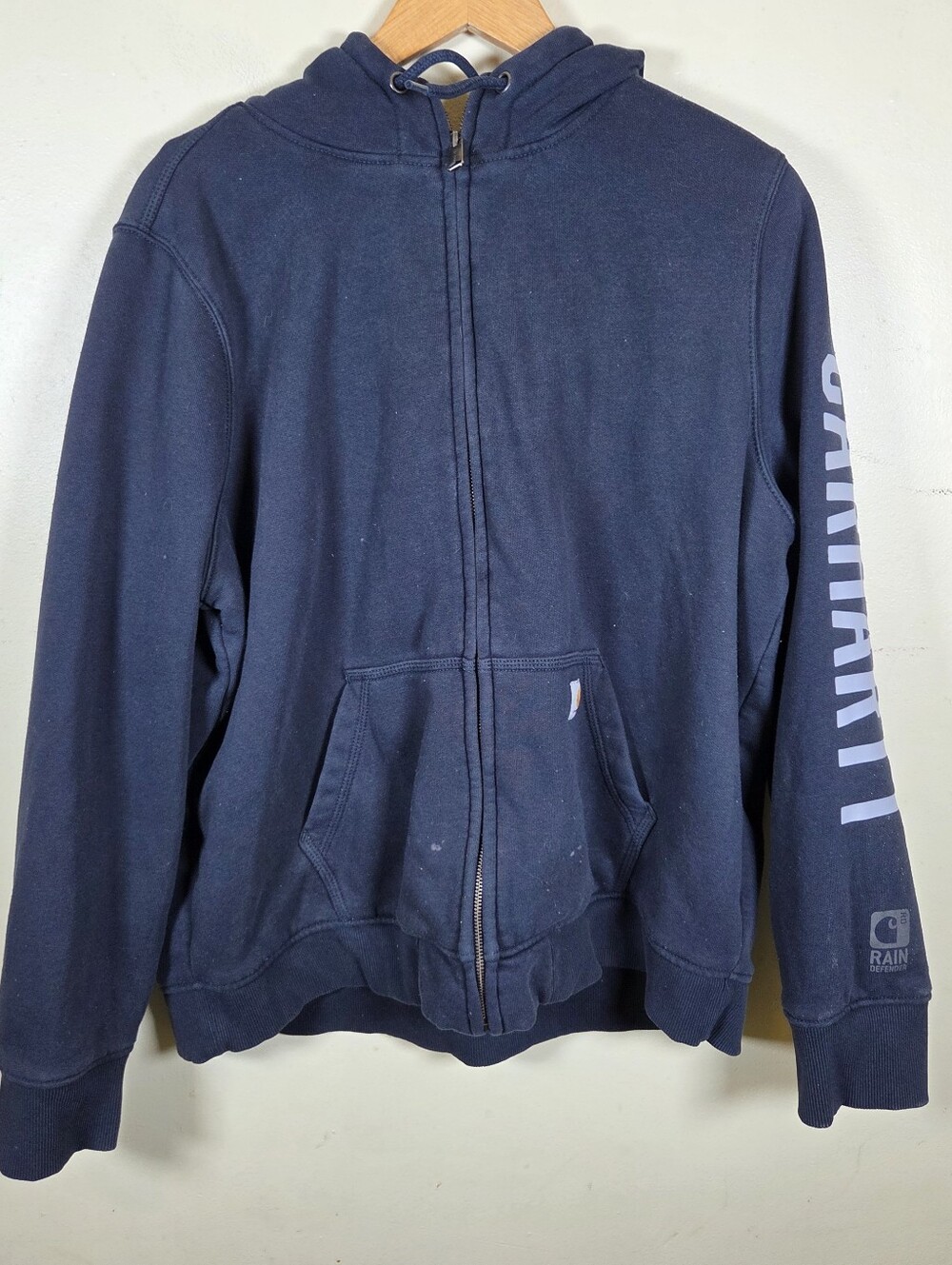 Carhartt Original Fit Blue Fleece Full Zip Hoodie Men's 2XL Logo Pockets